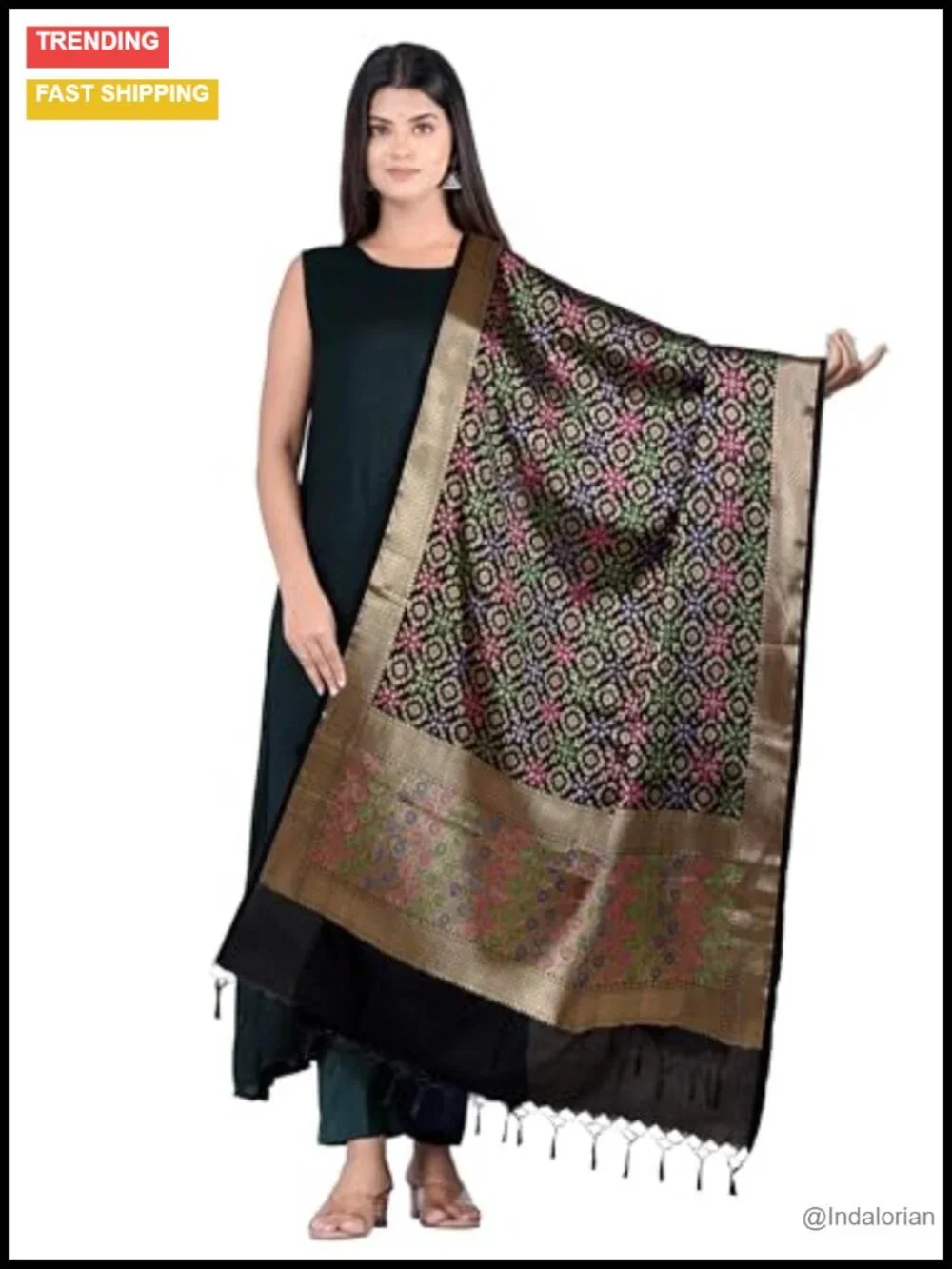 Kataan Silk Blend Dupatta with Zari Embroidery